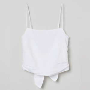 H&M White 100% Linen Tie Back Camisole